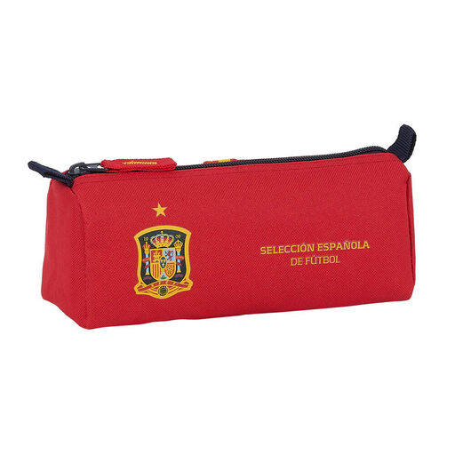 Estojo Safta com zíper e compartimento, design da Seleção Espanhola de Futebol, 210x70x80mm, vermelho