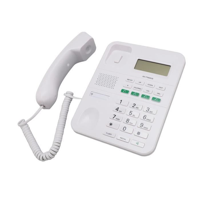 téléphone avec identification de l'appelant Téléphone fixe filaire 4 niveaux de volume et 5 telephonie telephone Blanc