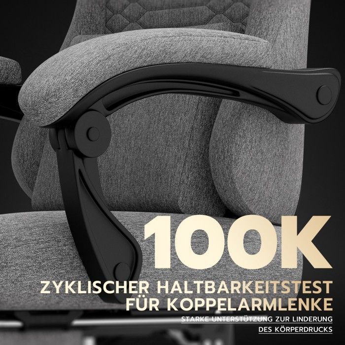 Fauteuil De Bureau Gaming, Chaise gaming massage ergonomique racing, appui-tête, repose-pieds, Gris Clair, 58.5x63x120.5cm