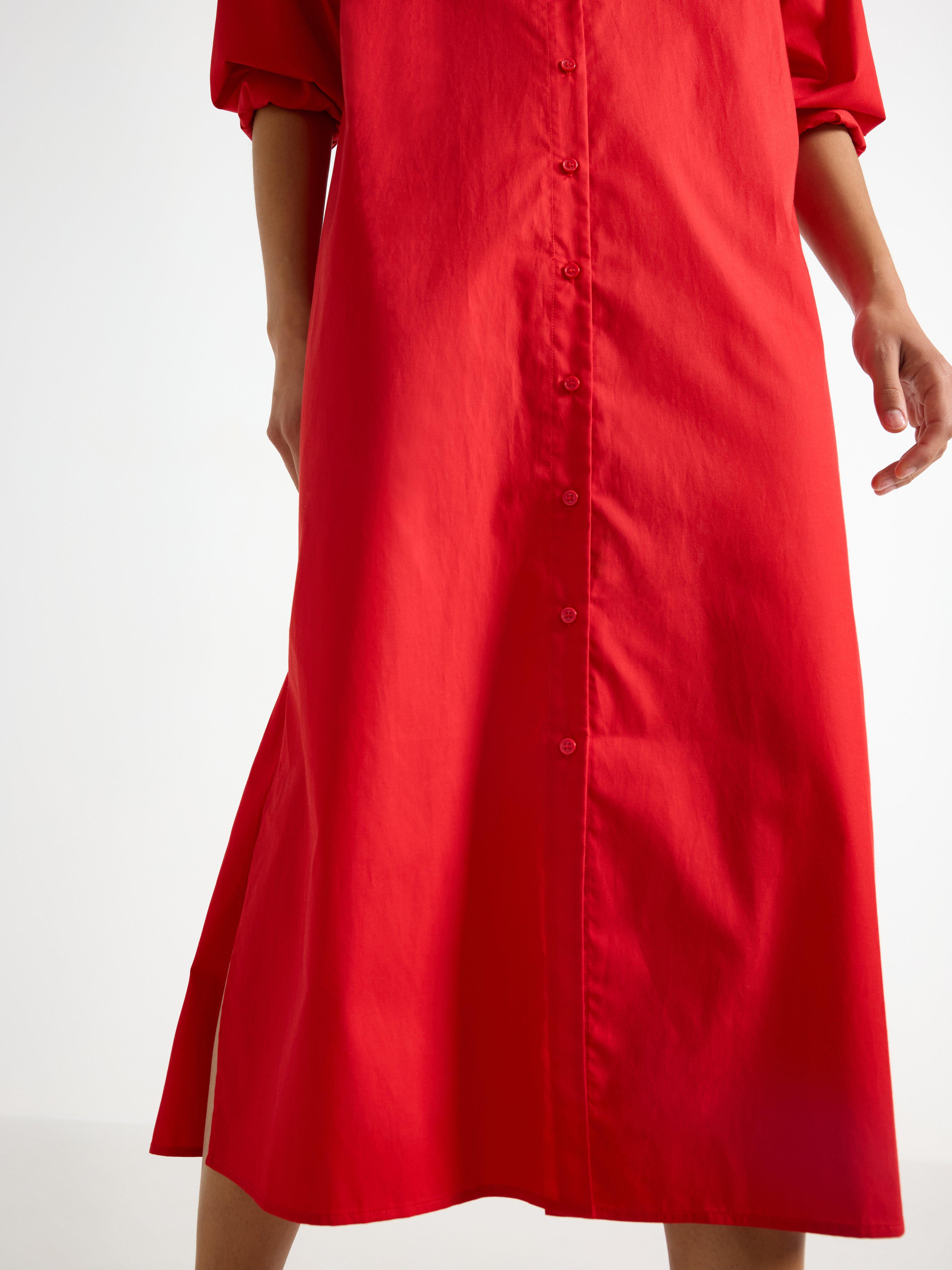 Vestido camisero rojo oscuro