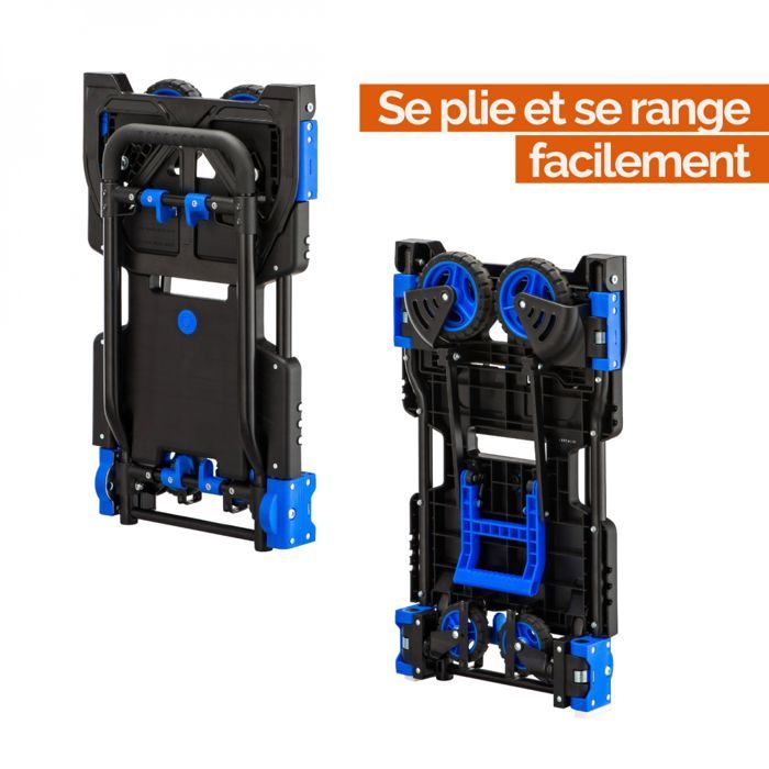 Diable, chariot 2 en 1 pliable 4 roues - Charge 137 kg - Linxor