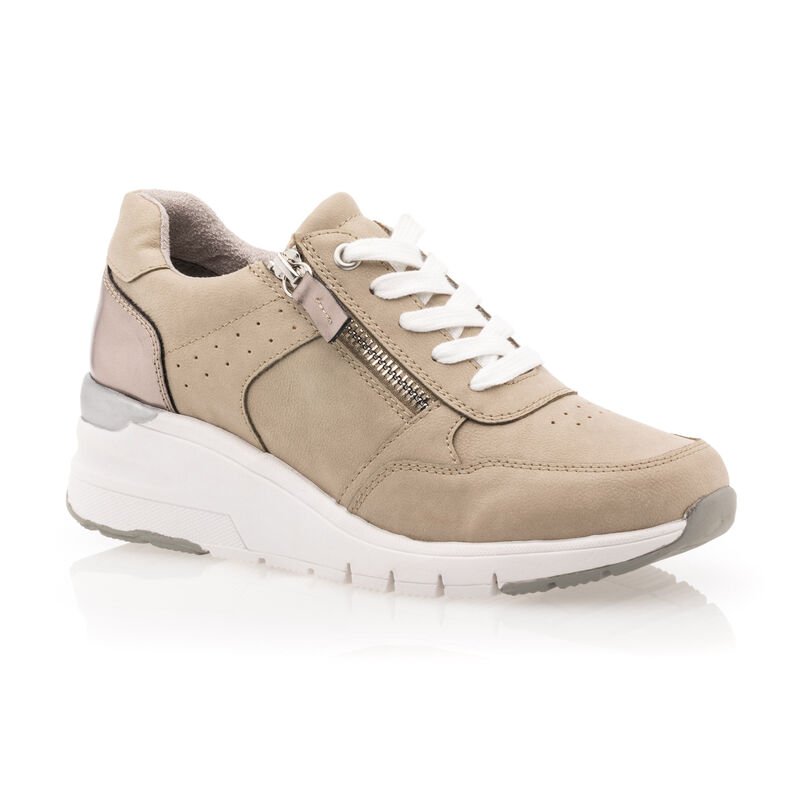 Zapatillas deportivas para mujer color beige.