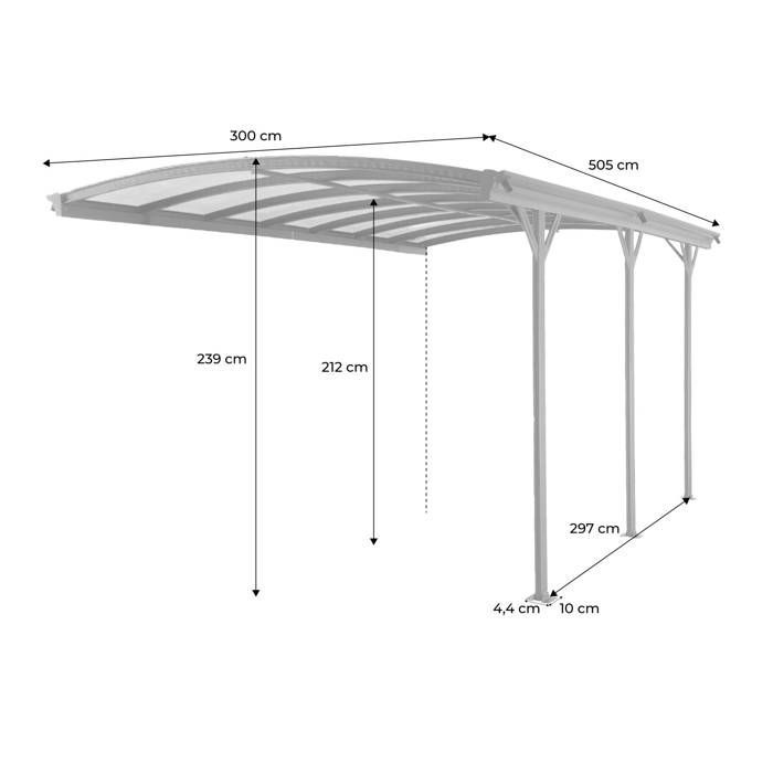 Extension de carport aluminium et polycarbonate 15m² EXTENSION LE MANS