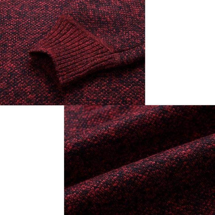 Jersey de hombre, jersey de cuello alto de punto, jersey de manga larga cálido para otoño e invierno - ROJO
