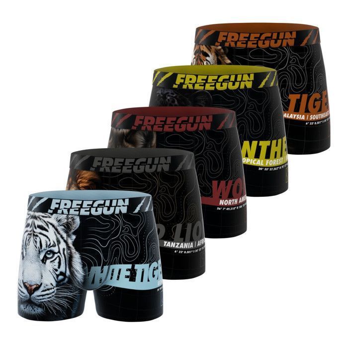 Calzoncillos bóxer Freegun para hombre - Negros (Paquete de 5)