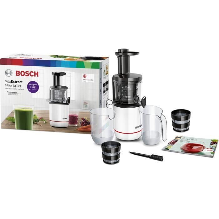 Licuadora BOSCH MESM500W VitaExtract - Blanco/Cromo - 150 W - 1 Velocidad + Retroceso - Sistema de seguridad en la tapa