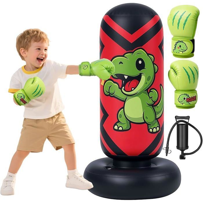 Sacco da boxe gonfiabile per bambini da 130 cm con guantoni, regalo perfetto per ragazzi e ragazze.