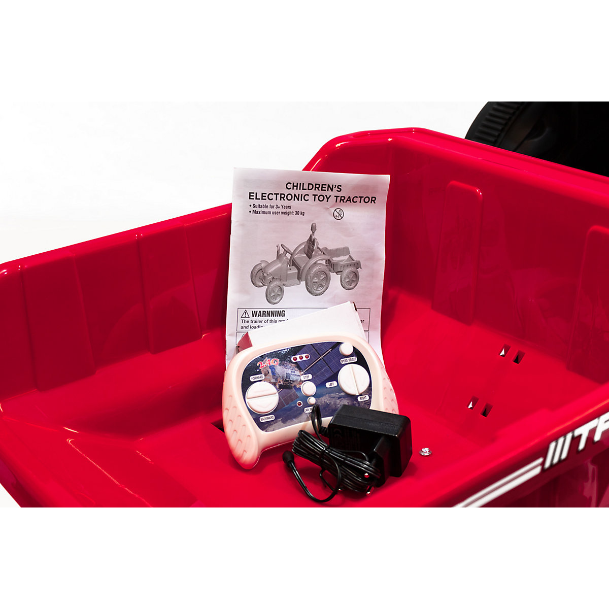 Kidcars lasten sähkötraktori 2x30W 12V 7Ah 2.4G RC sis. peräkärryn vihreä