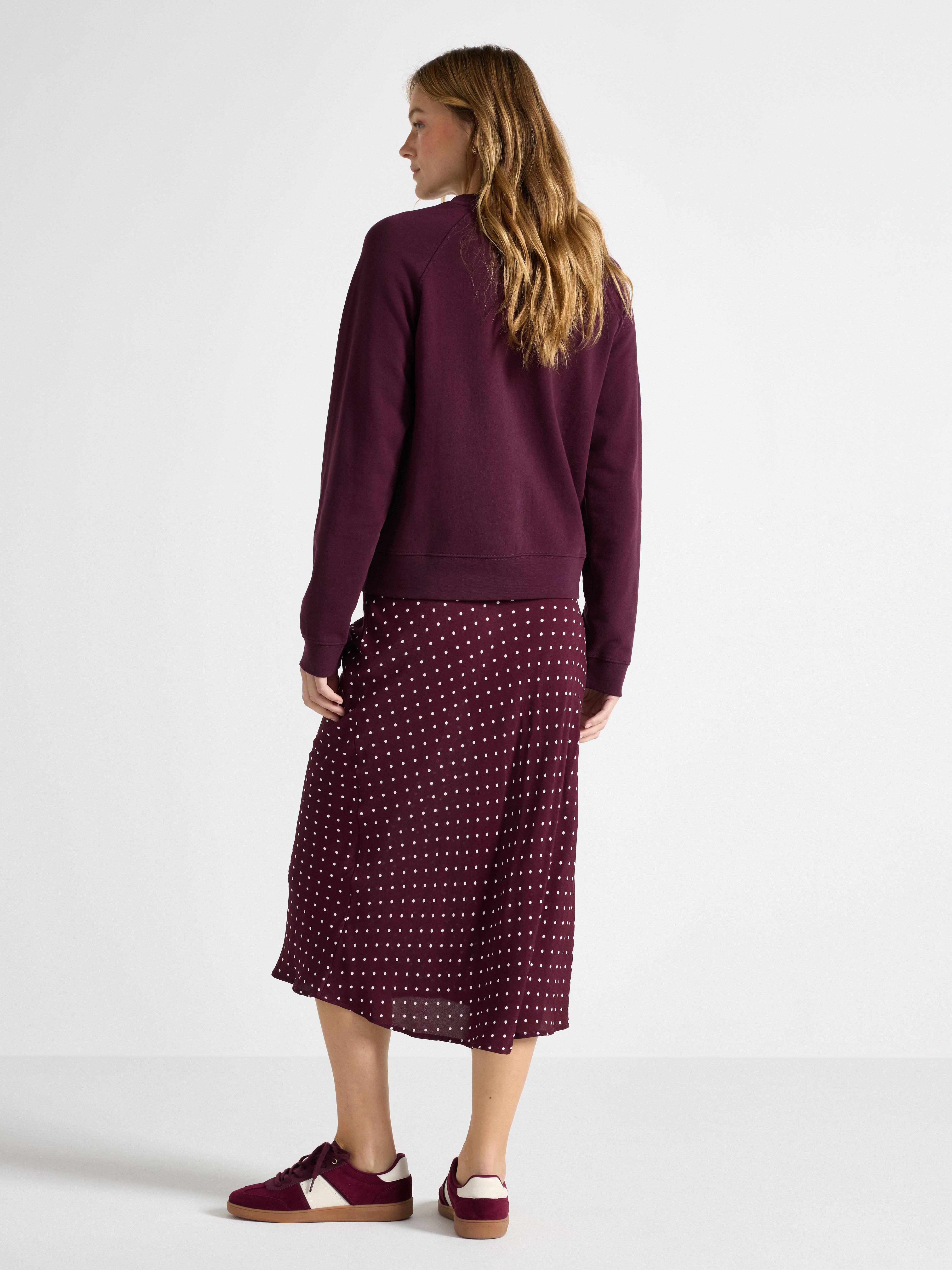 Falda midi color lila oscuro