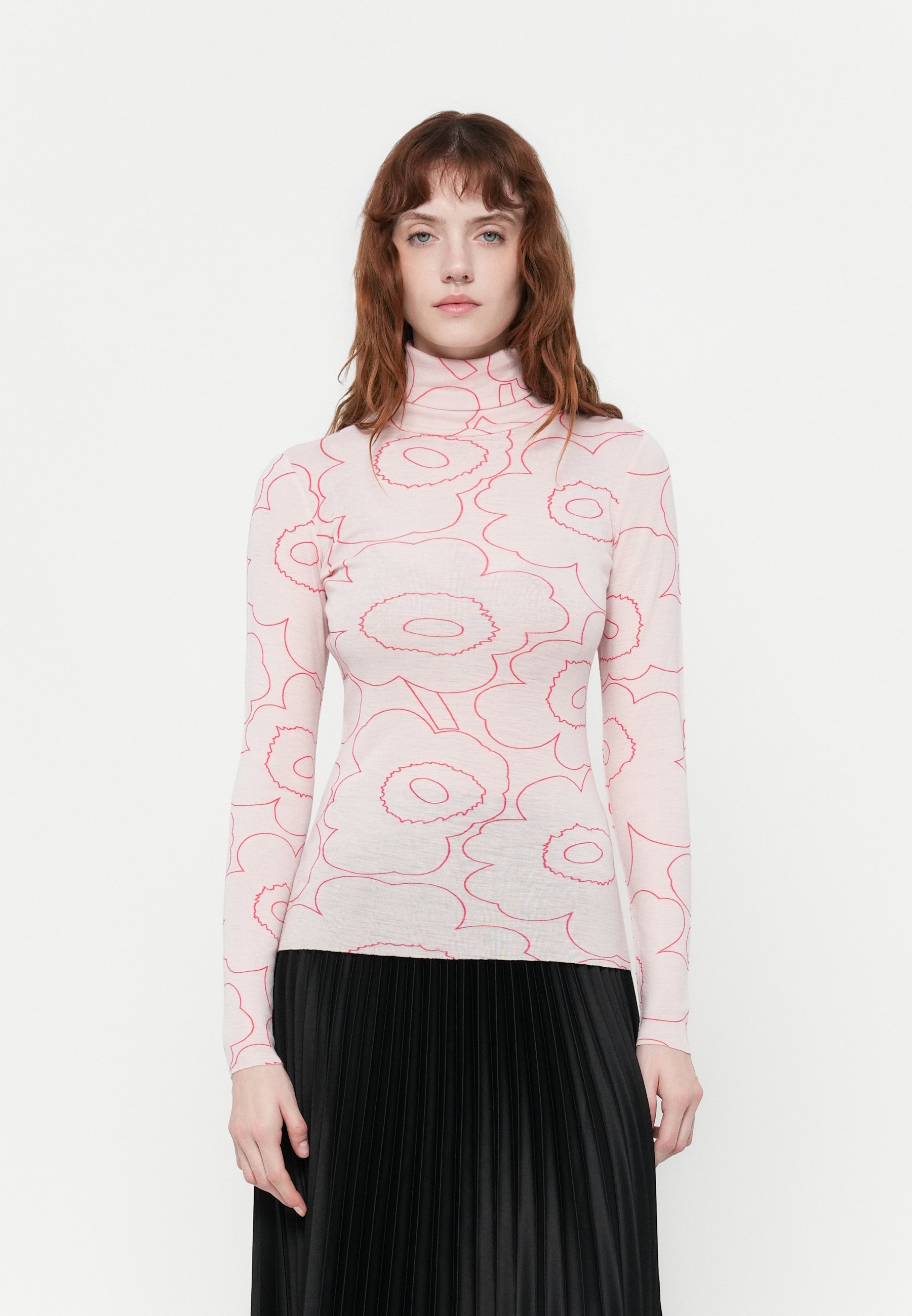 Marimekko VILINA PIIRTO UNIKKO - Top met lange mouwen - lichtroze/rood