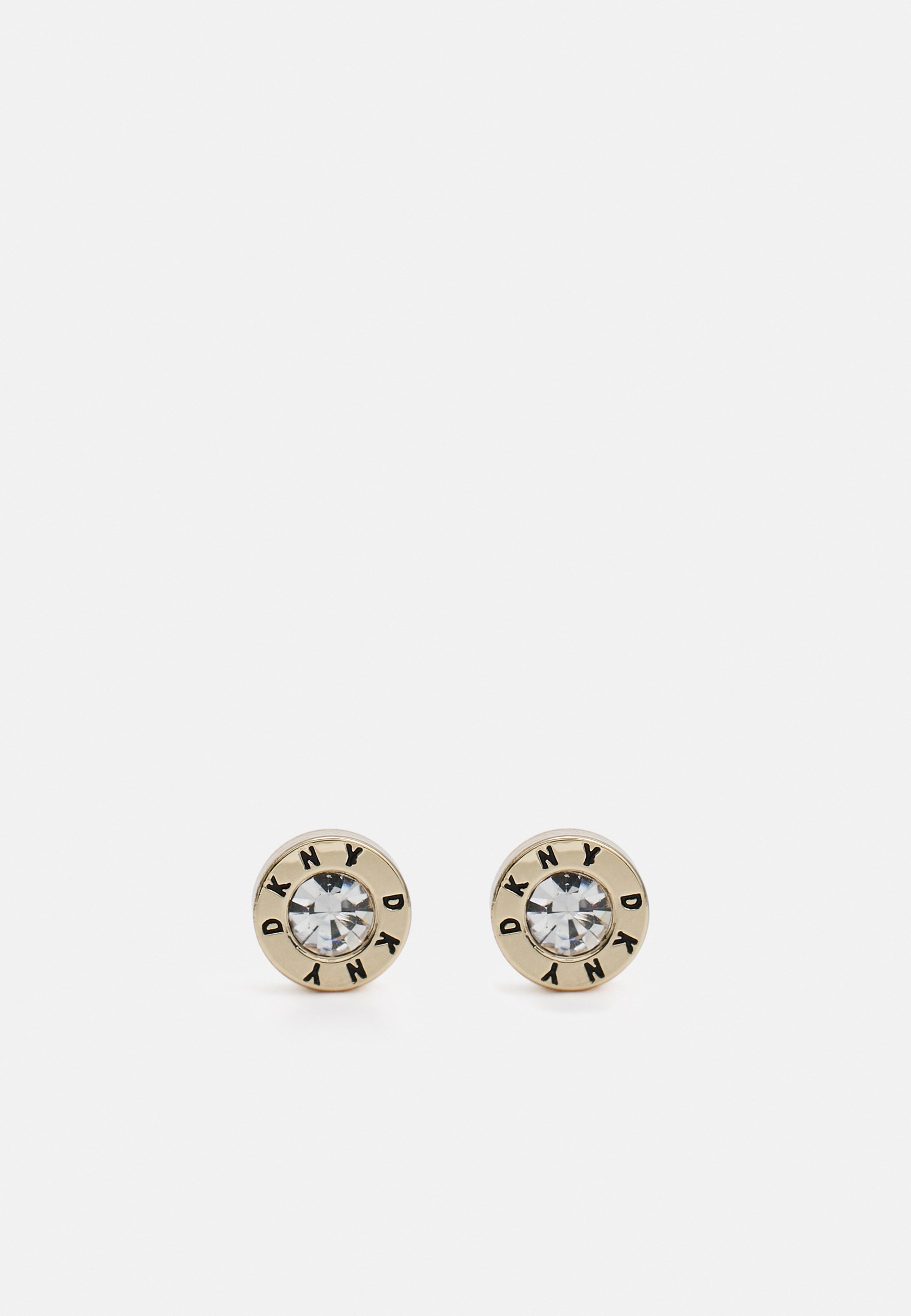 DKNY Logo-Ohrstecker mit Steinmotiv – goldfarben