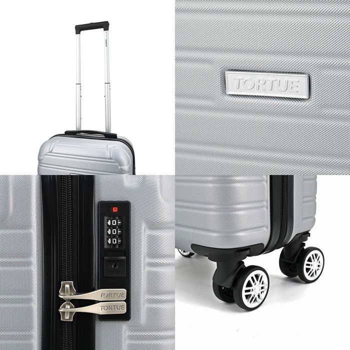 Maleta de cabina de 55×35×20 cm – Ligera, resistente a los golpes, con carcasa rígida de ABS, cerradura de combinación y 4 ruedas – Compatible con Ryanair – Gris