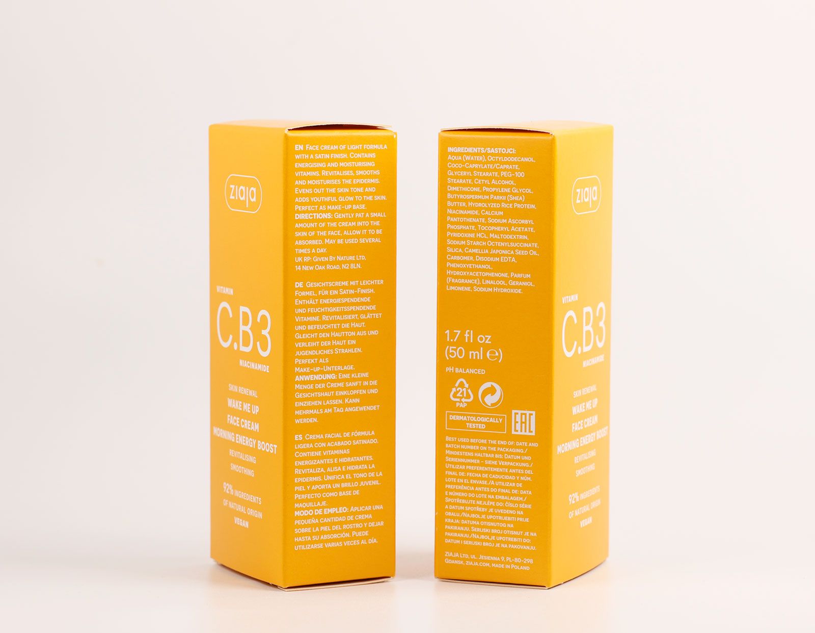 Dieninis kremas su vitaminais C, B3 ir niacinamidu Drėkinamieji veido kremai