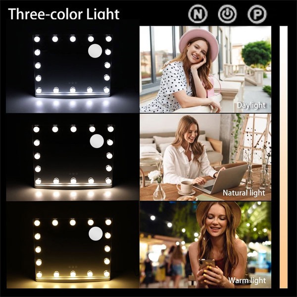 Kosmetické zrcátko Livingandhome Hollywood LED - 3 režimy svícení