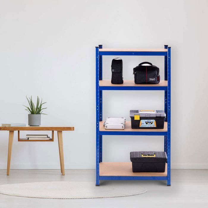 Mueble de almacenamiento multiusos COSTWAY, 4 estantes ajustables, capacidad de carga de 130 kg por nivel, para garaje, taller, cocina, almacén, azul.