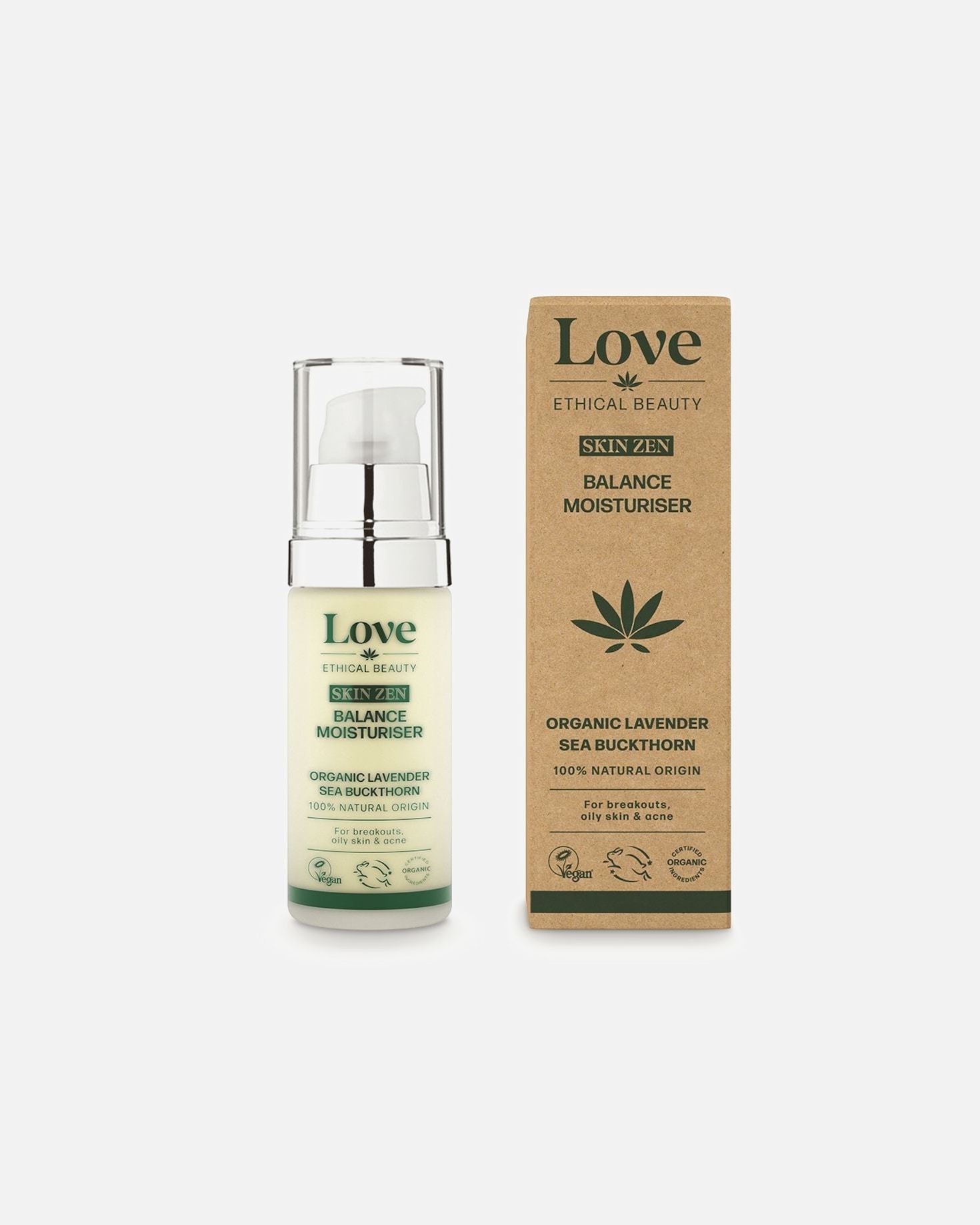 Love Ethical Beauty sejas krēms Skin Zen lavanda un smiltsērkšķis - 30 ml