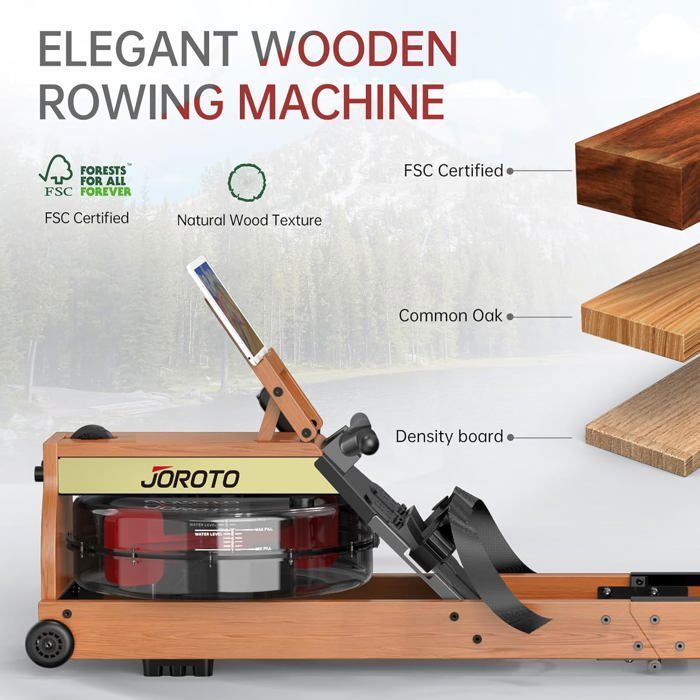 Opvouwbare waterroeimachine - JOROTO - MR280PRO - Massief eikenhout - 15L tank - Bluetooth-monitor (Kinomap)