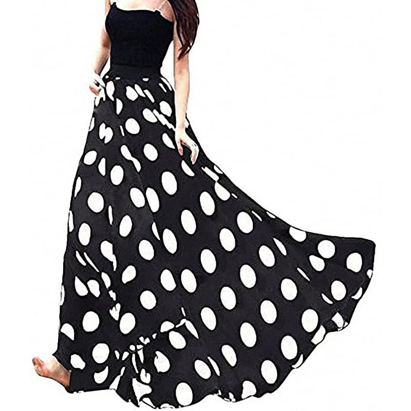 Jupe longue rayée en mousseline pour femme, taille haute, idéale pour laver les sols
