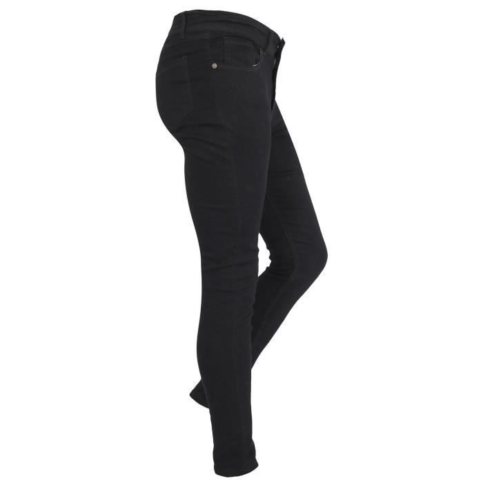 Pantalones vaqueros elásticos cómodos para mujer - A2Z - Ajustados - Negros - Cintura elástica
