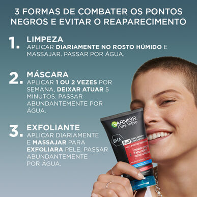 Garnier Pure Active 3-i-1 kullsyrebeskyttende ansiktsrensegel mot hudormer med salisylsyre 150 ml