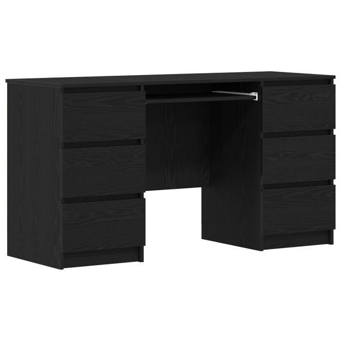 2-piece desk set, Black Oak, 140x50x76 cm, Engineered Wood