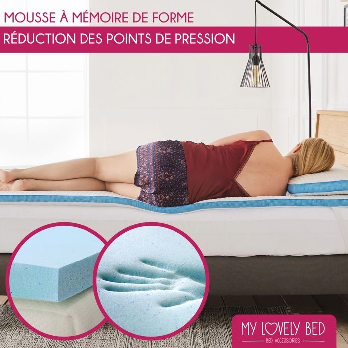 Coprimaterasso - MY LOVELY BED - 180x200 cm - Memory Foam - Gel rinfrescante - Rigido