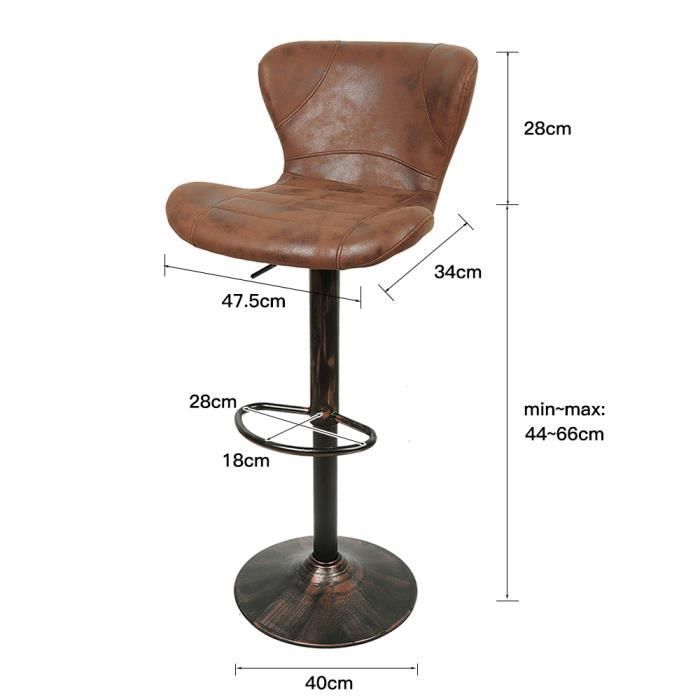 Tabouret de Bar - MENGDA - Lot de 4 - Confortable - Stable - Réglable en hauteur