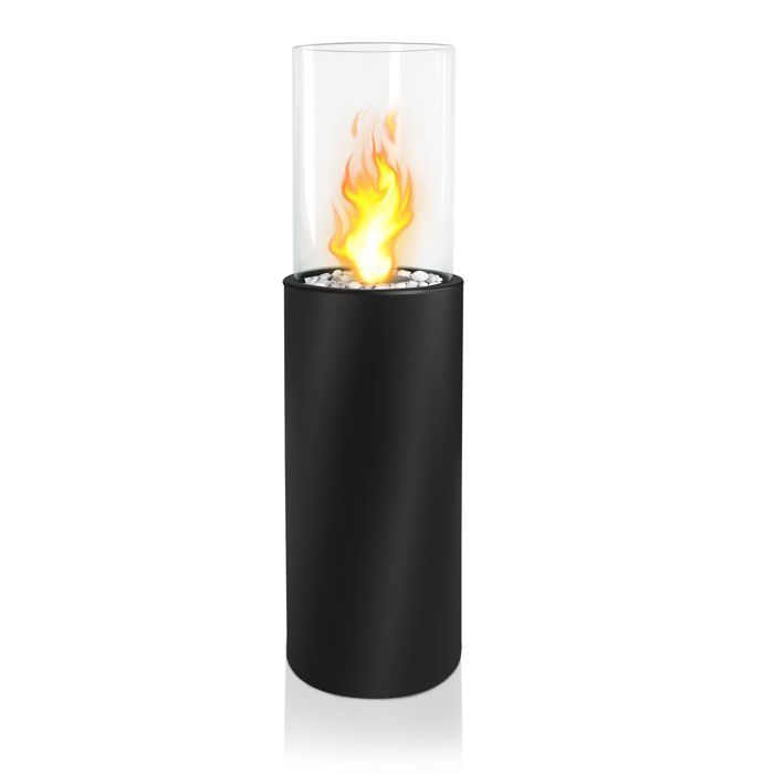 Aufun Bioethanol-Kamin auf Ständer 80x23x23 cm, für drinnen und draußen, schöne Flammen, Boden, Terrasse, rund.