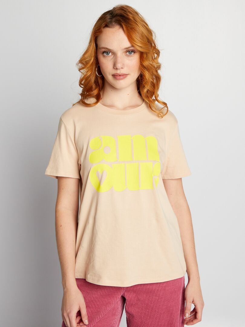 Camiseta 'Corações' - BEGE