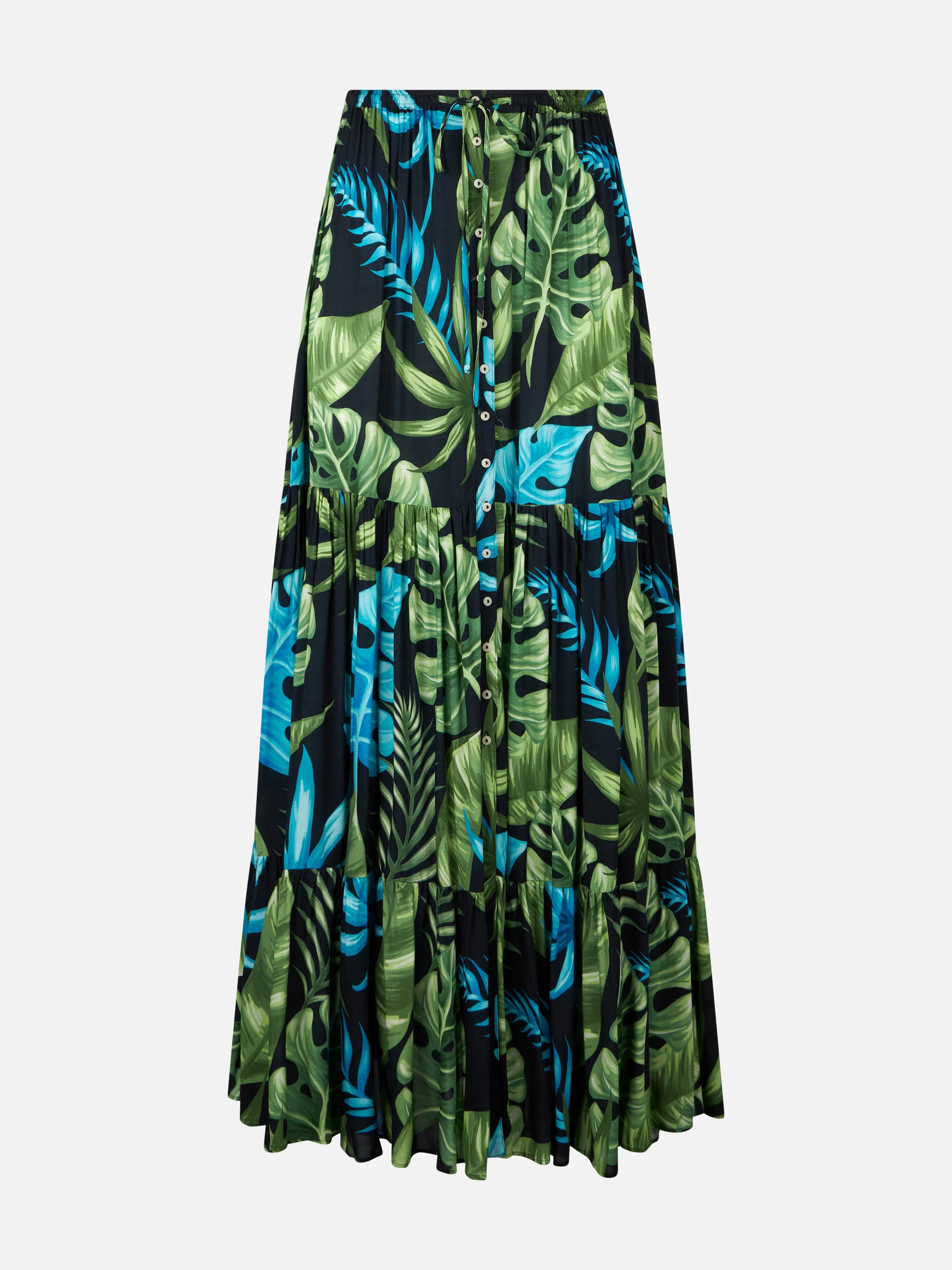 Saia longa feminina com estampa tropical