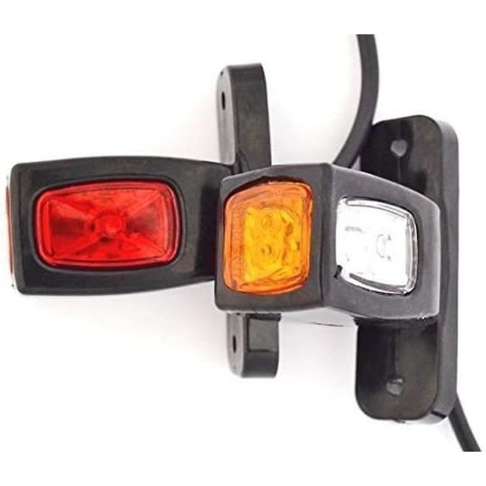 Luces de posición laterales traseras de contorno de 2 piezas, 24V 12V, para remolque, furgoneta, caravana, chasis, autocaravana, naranja, blanco y rojo.