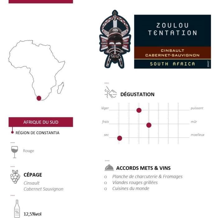 Zulu Temptation Cinsault Cabernet Sauvignon - Vino tinto sudafricano 2024