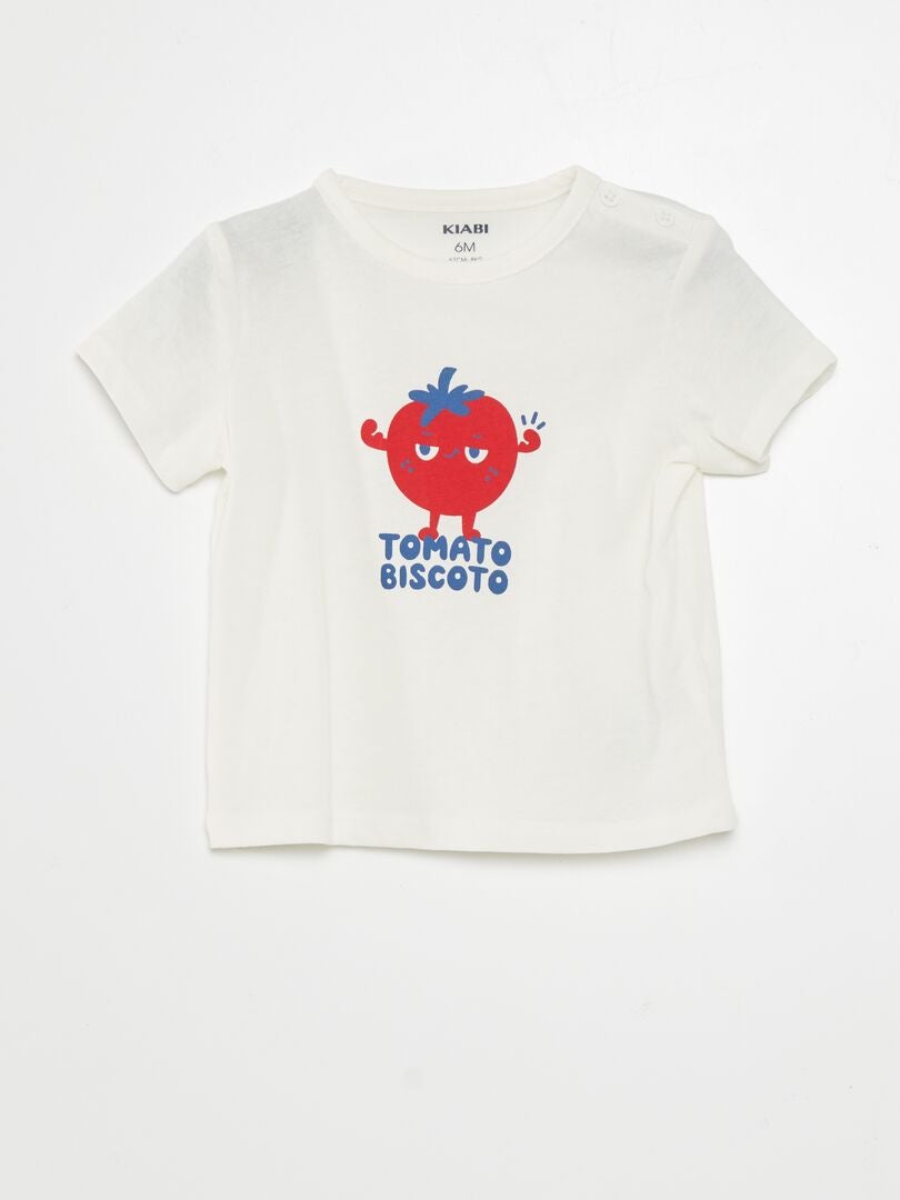 Bedrukt T-shirt met korte mouwen - WIT