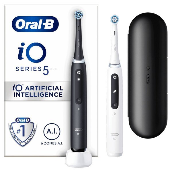 Oral-B iO Series 5 električne četkice za zube crne, bijele, 2 komada