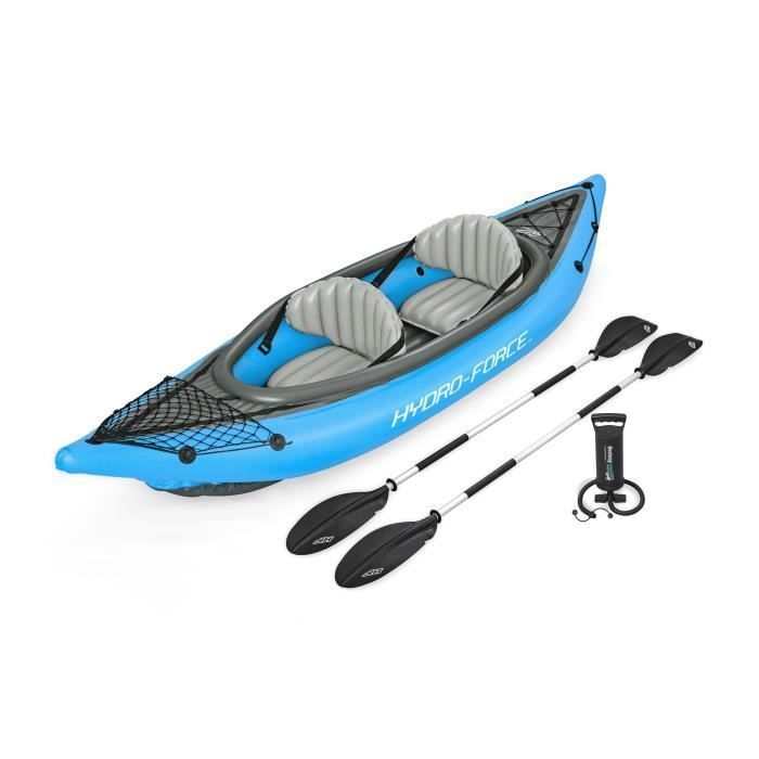 Kayak hinchable - BESTWAY - Cove Champion X2 Hydro-Force - 331x88cm - 2 plazas - 180kg máx. - 2 remos, 2 aletas extraíbles +