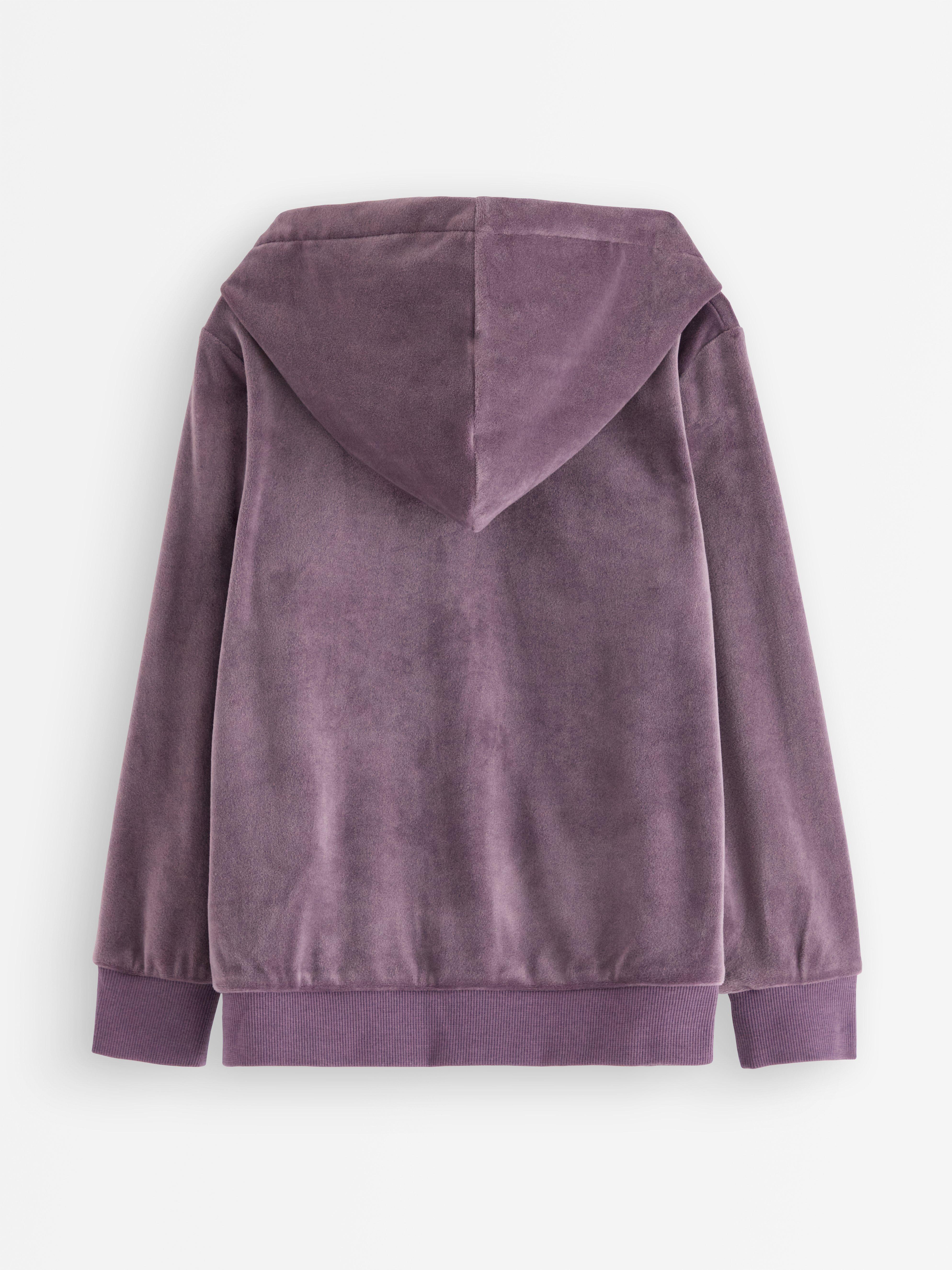 Sudadera con capucha de terciopelo color lila claro empolvado