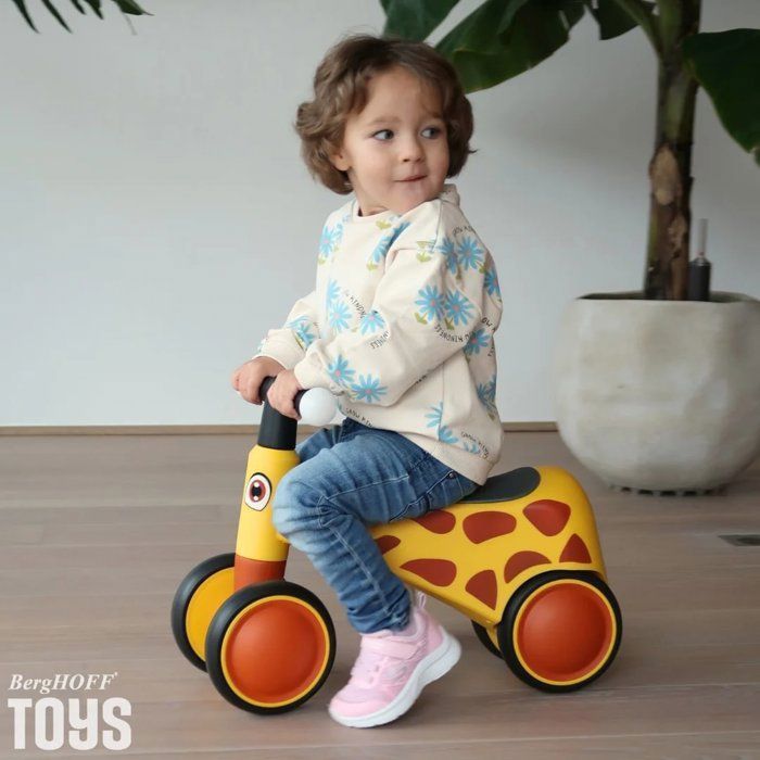 VROOOMY Vélo d'Équilibre pour Bébés - Jaune - 18 à 36 mois - Éclairage LED - Pneus EVA Silencieux - Porteur d'Éveil - 25kg