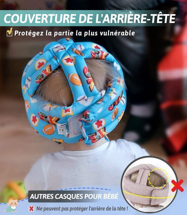 Casque de Sécurité Bébé,Bébé Head Protector,Casque Anti Chute Bebe,pour l'enfant qui apprend à marcher et à ramper-Gris