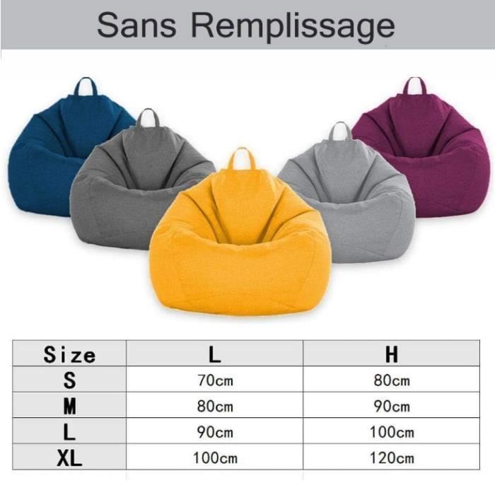 Sillón tipo puf para adultos y niños, sillón tipo puf gigante sin relleno, puf para sala de estar, sillón grande para sala de estar, puf multicolor