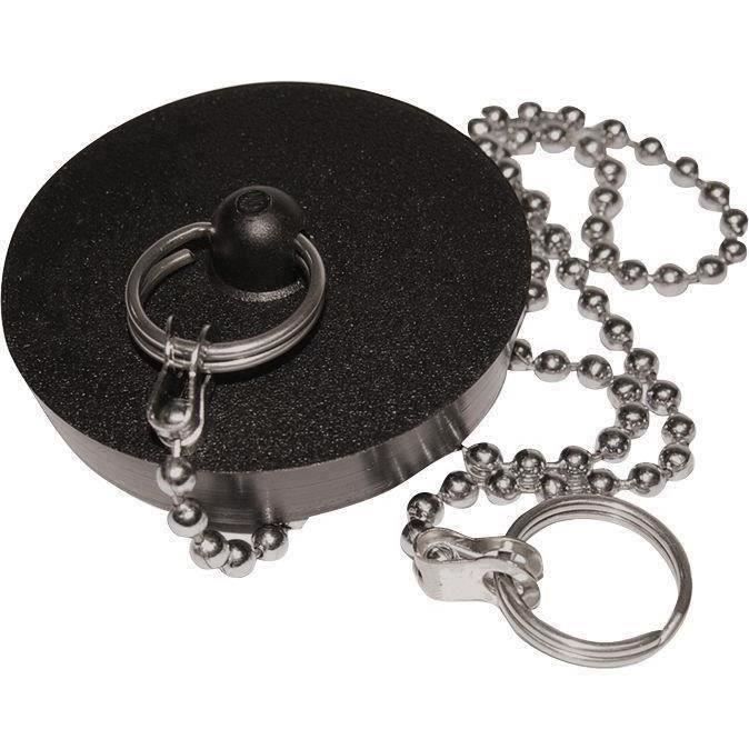 Wastafelstop, 40 mm diameter - zwart - BOUTTE - Uittrekbaar - Messing - 30 cm ketting