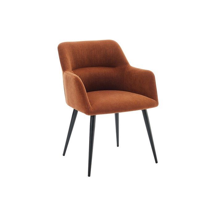Set di 2 sedie con braccioli in tessuto e metallo nero - Terracotta - HEKA