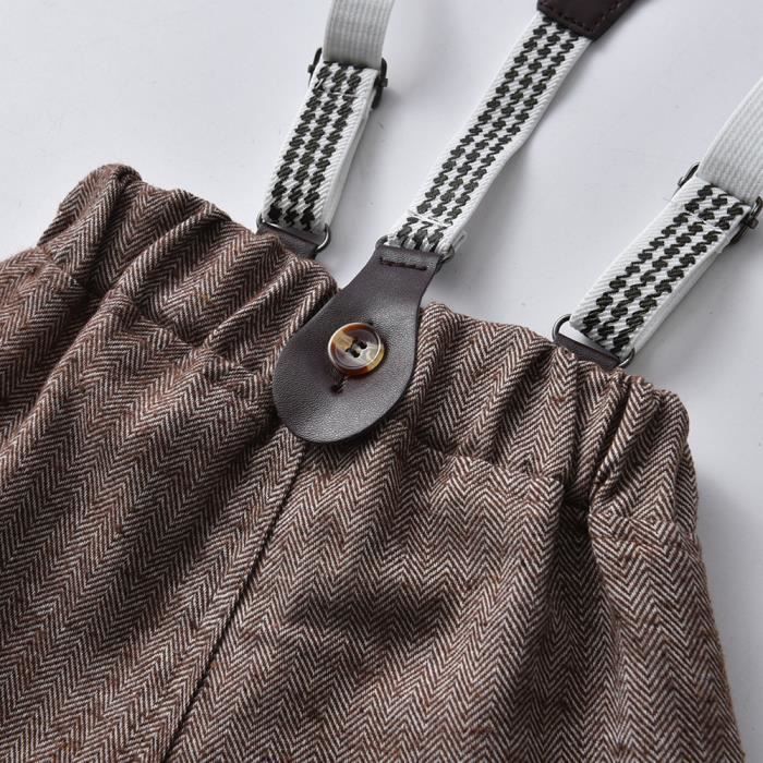 Conjunto de ropa de algodón de 3 piezas para bebé niño, de 9 meses a 10 años, para bodas y ceremonias - Marrón