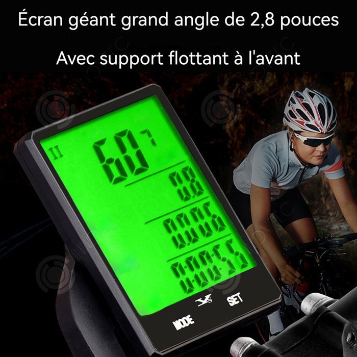 INN Compteur de vitesse ordinateur de vélo kilométrique étanche de vélo sans fil fonctions puissantes et utilisation simple noir