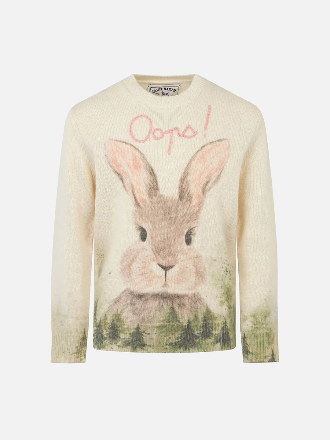 Trui met ronde hals voor meisjes met konijnenprint.