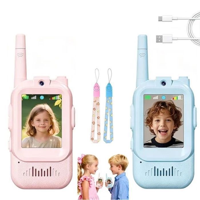 Walkie Talkie con cámara de vídeo y HD KENLUMO, recargable por USB (650 mAh), alcance de 1 a 400 m, regalo ideal para Navidad y cumpleaños.
