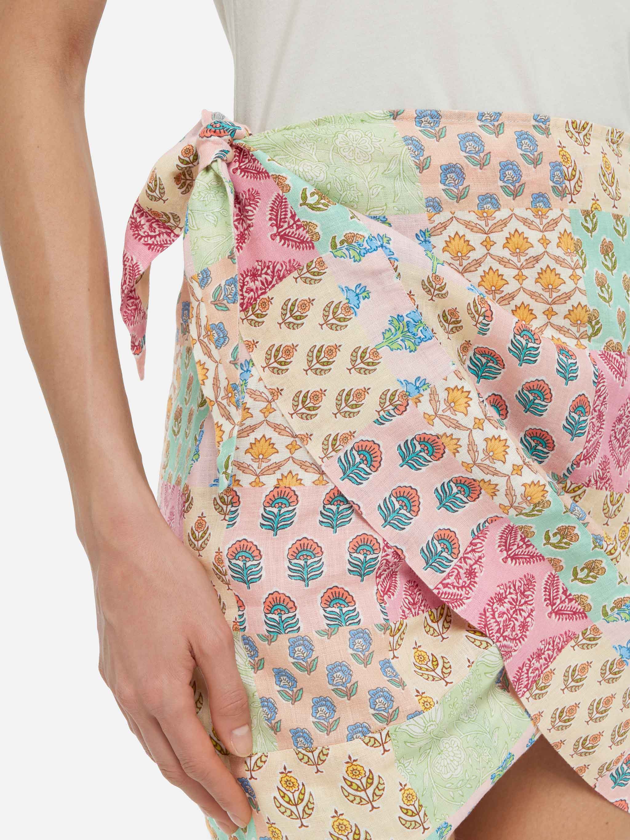 Angi linnen minirok met bloemenprint
