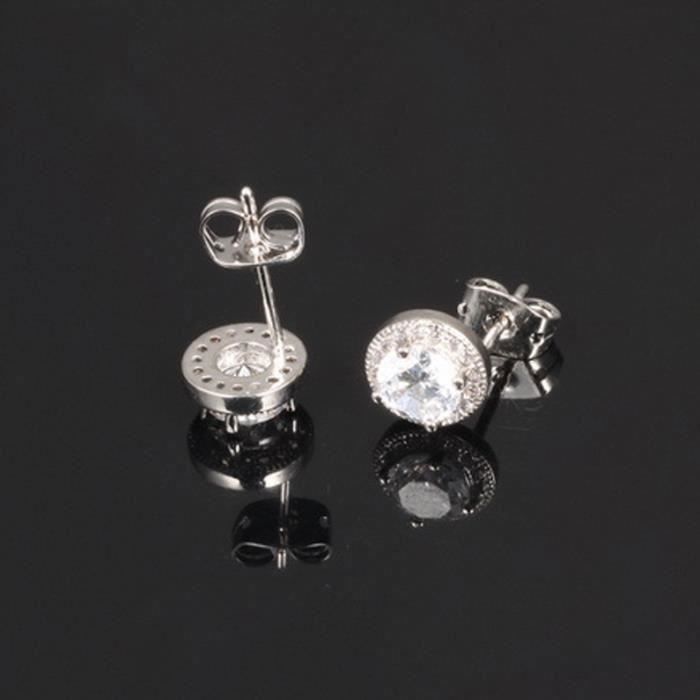 Earrings - Silver - Round - Cubic zirconia - 10 mm - 3g
