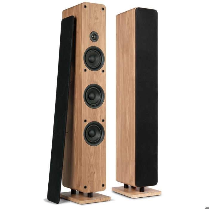Audizio ARCO - Paar passieve Hi-Fi vloerstaande luidsprekers van 320 W, licht eikenhout - Stereosysteem voor woonkamer en thuisbioscoop