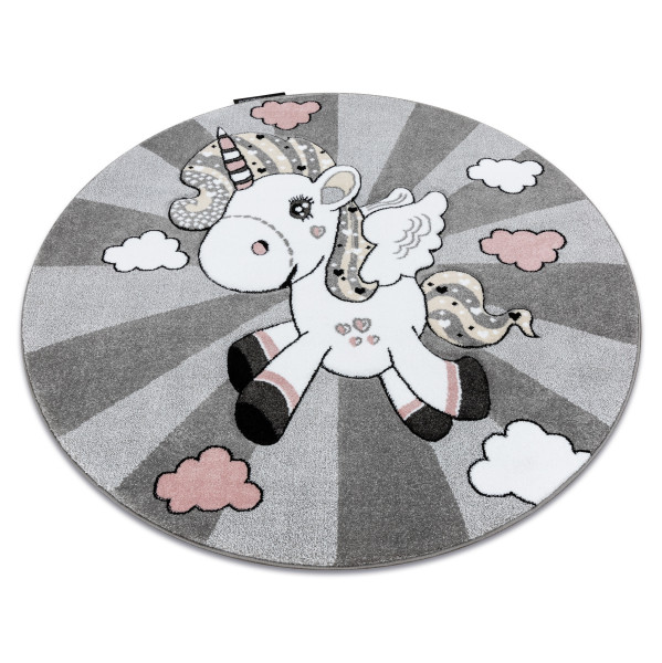 Dywan PETIT UNICORN JEDNOROŻEC koło szary koło 120 cm