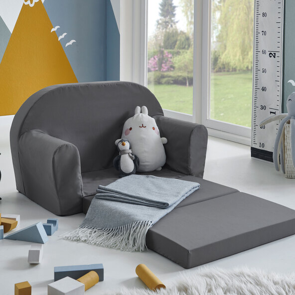 Kindersofa ausklappbar, grau